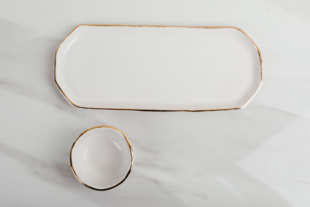 Display Tray and Masking Bowl Set - White
